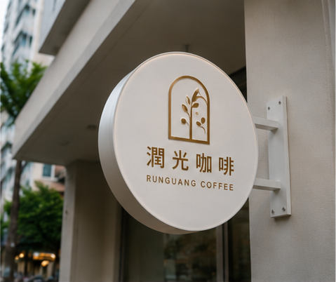 潤光咖啡圓形招牌照