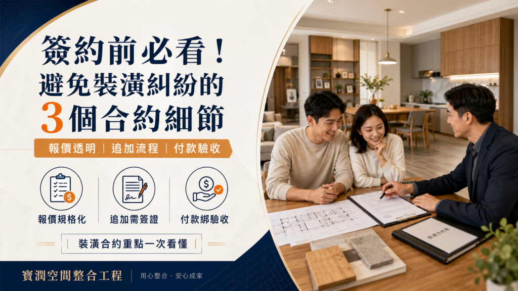 簽約前必看避免裝潢糾紛的3個合約細節｜裝潢合約｜寶潤空間整合工程