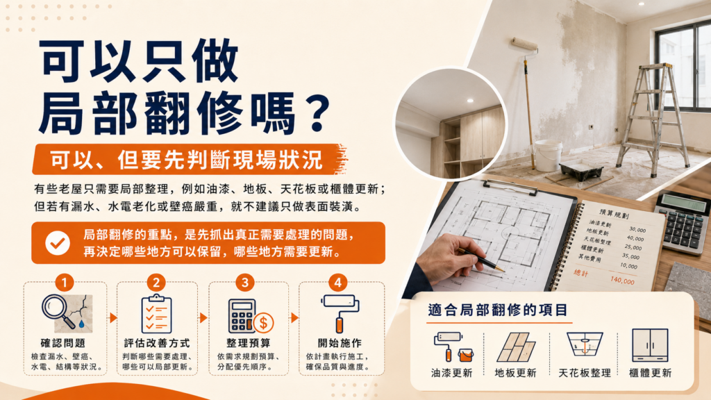 老屋可以只做局部翻修嗎｜局部翻修評估重點｜寶潤空間整合工程