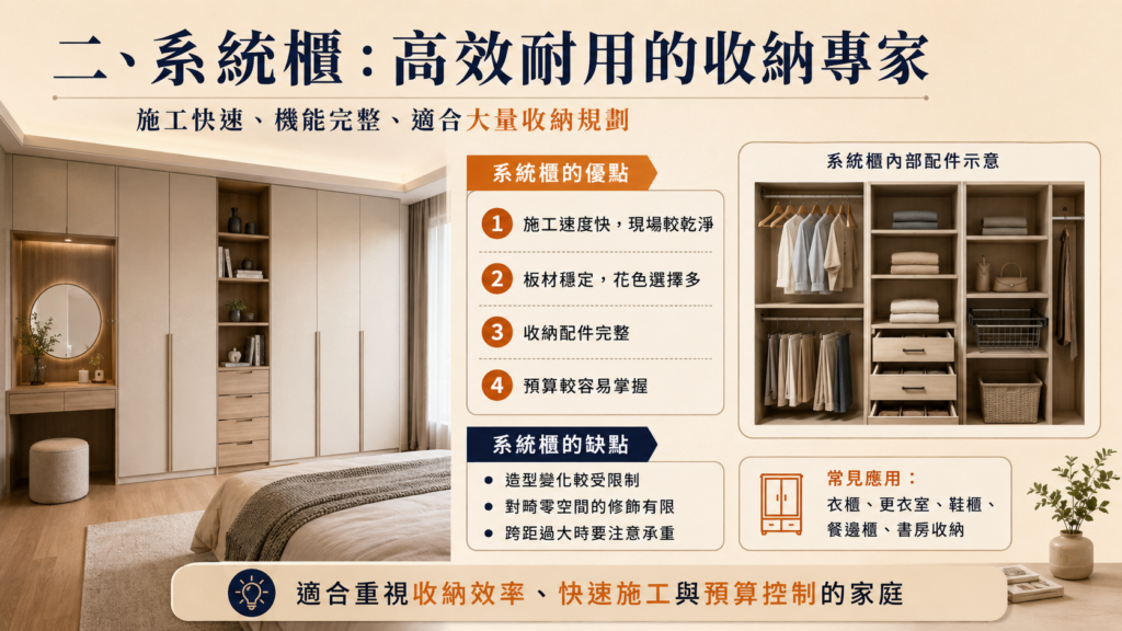 系統櫃收納設計｜衣櫃更衣室鞋櫃與大量收納規劃｜寶潤空間整合工程